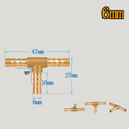 BRASS T Y JOINER Various Piece Fuel Hose Gas Joiner TEE CONNECTOR (VARIOUS SIZE) - Image 11
