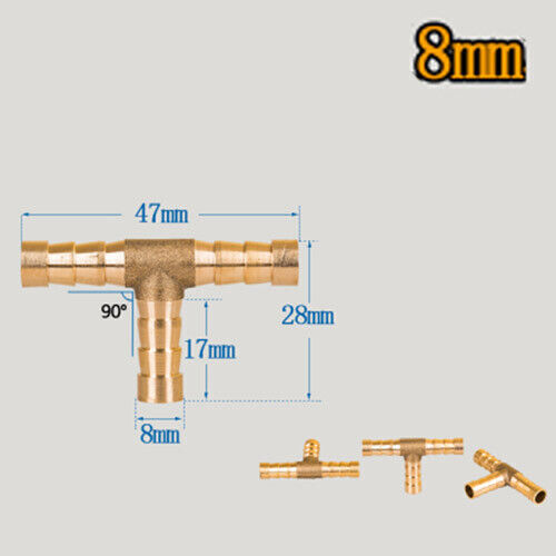 BRASS T Y JOINER Various Piece Fuel Hose Gas Joiner TEE CONNECTOR (VARIOUS SIZE) - Image 12