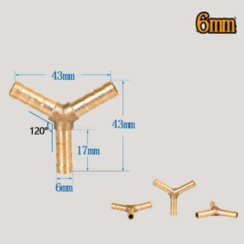 BRASS T Y JOINER Various Piece Fuel Hose Gas Joiner TEE CONNECTOR (VARIOUS SIZE) - Image 18
