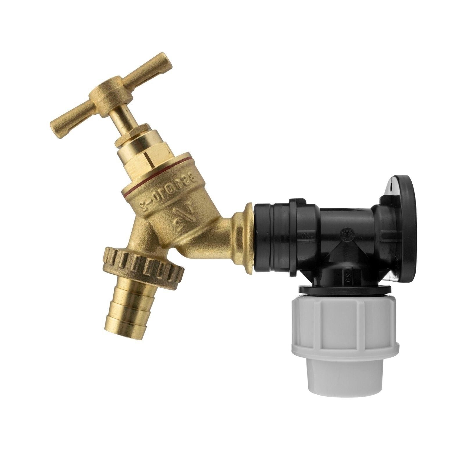 MDPE Compression Wall Flange Plate + Hozelock Compatible Quick Connect Tap - Image 4