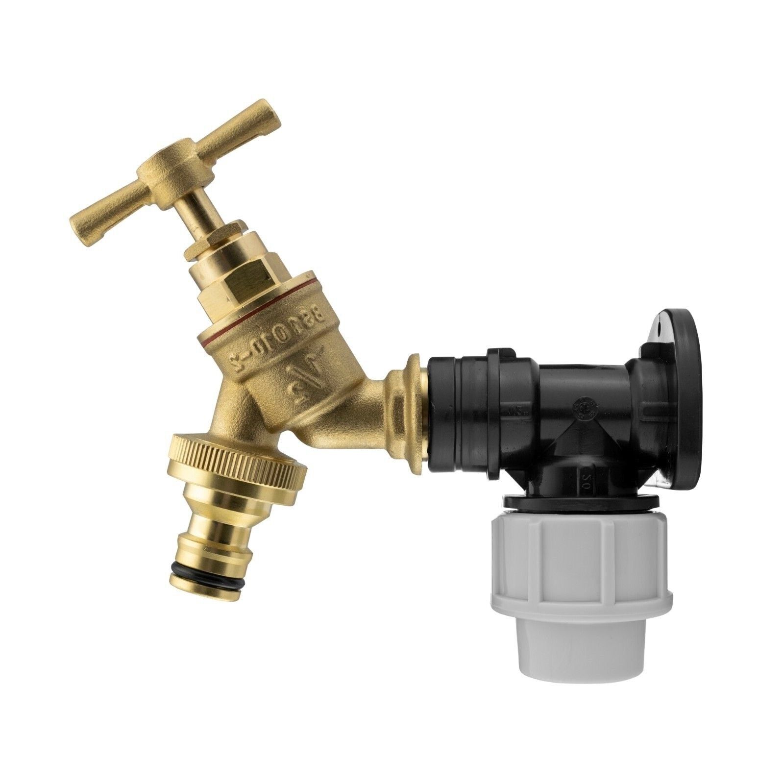 MDPE Compression Wall Flange Plate + Hozelock Compatible Quick Connect Tap - Image 5