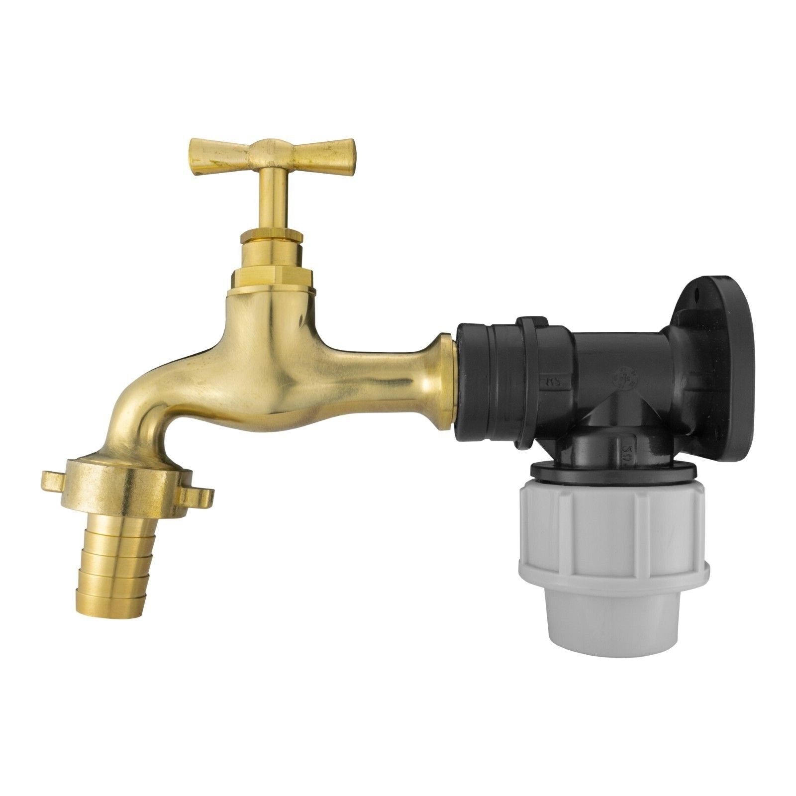 MDPE Compression Wall Flange Plate + Hozelock Compatible Quick Connect Tap - Image 6