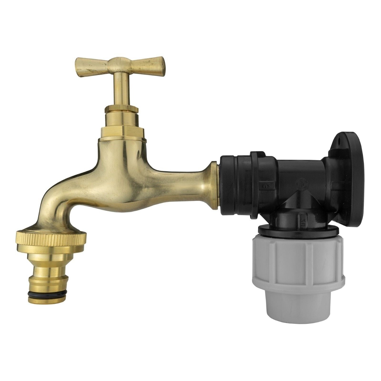 MDPE Compression Wall Flange Plate + Hozelock Compatible Quick Connect Tap - Image 7