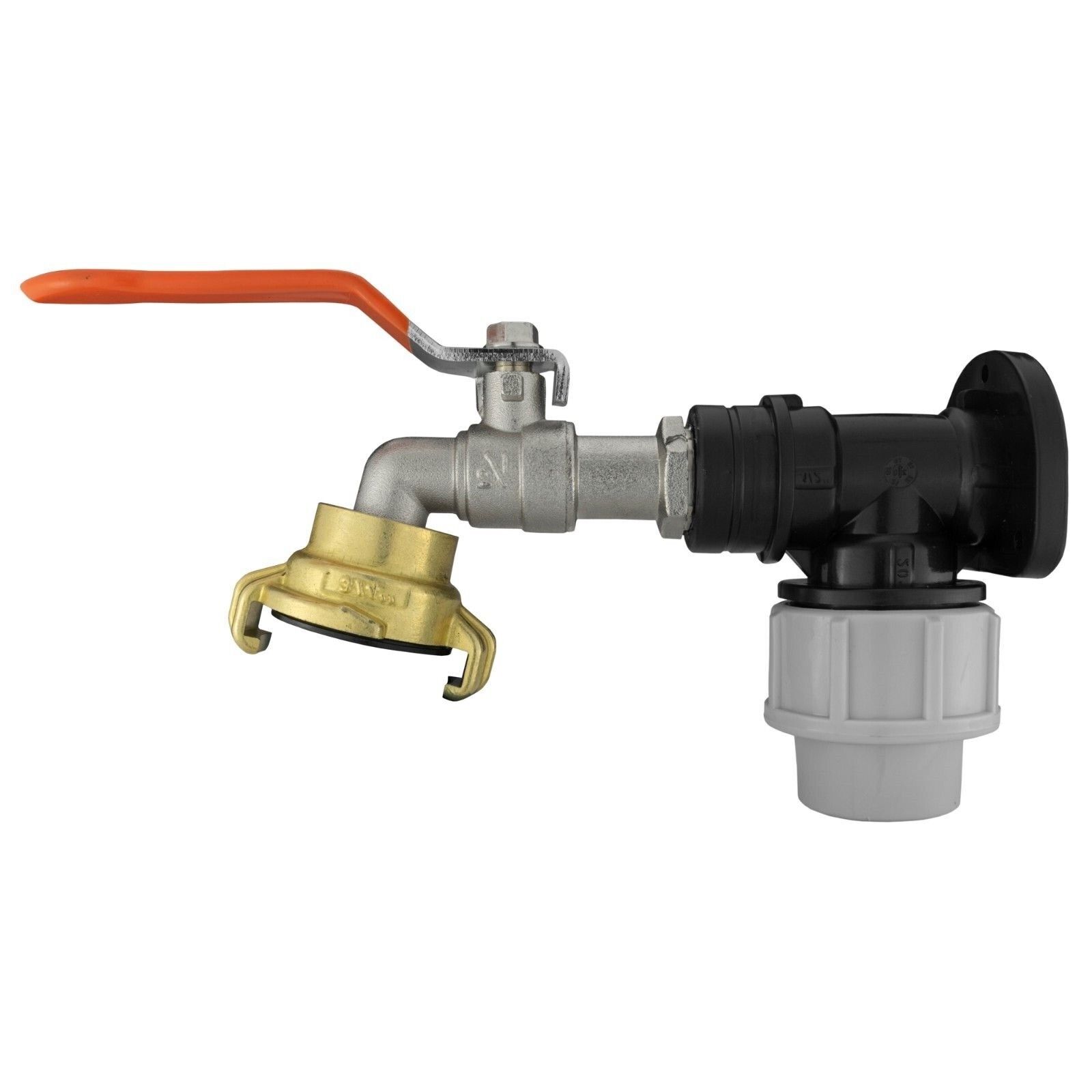 MDPE Compression Wall Flange Plate + Hozelock Compatible Quick Connect Tap - Image 11