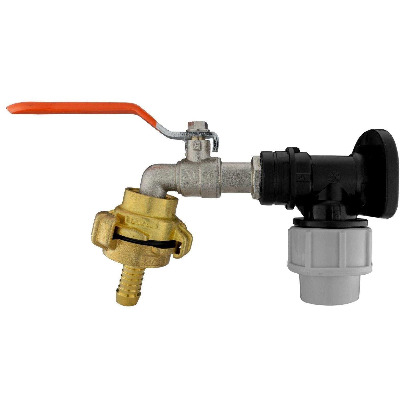 MDPE Compression Wall Flange Plate + Hozelock Compatible Quick Connect Tap - Image 12