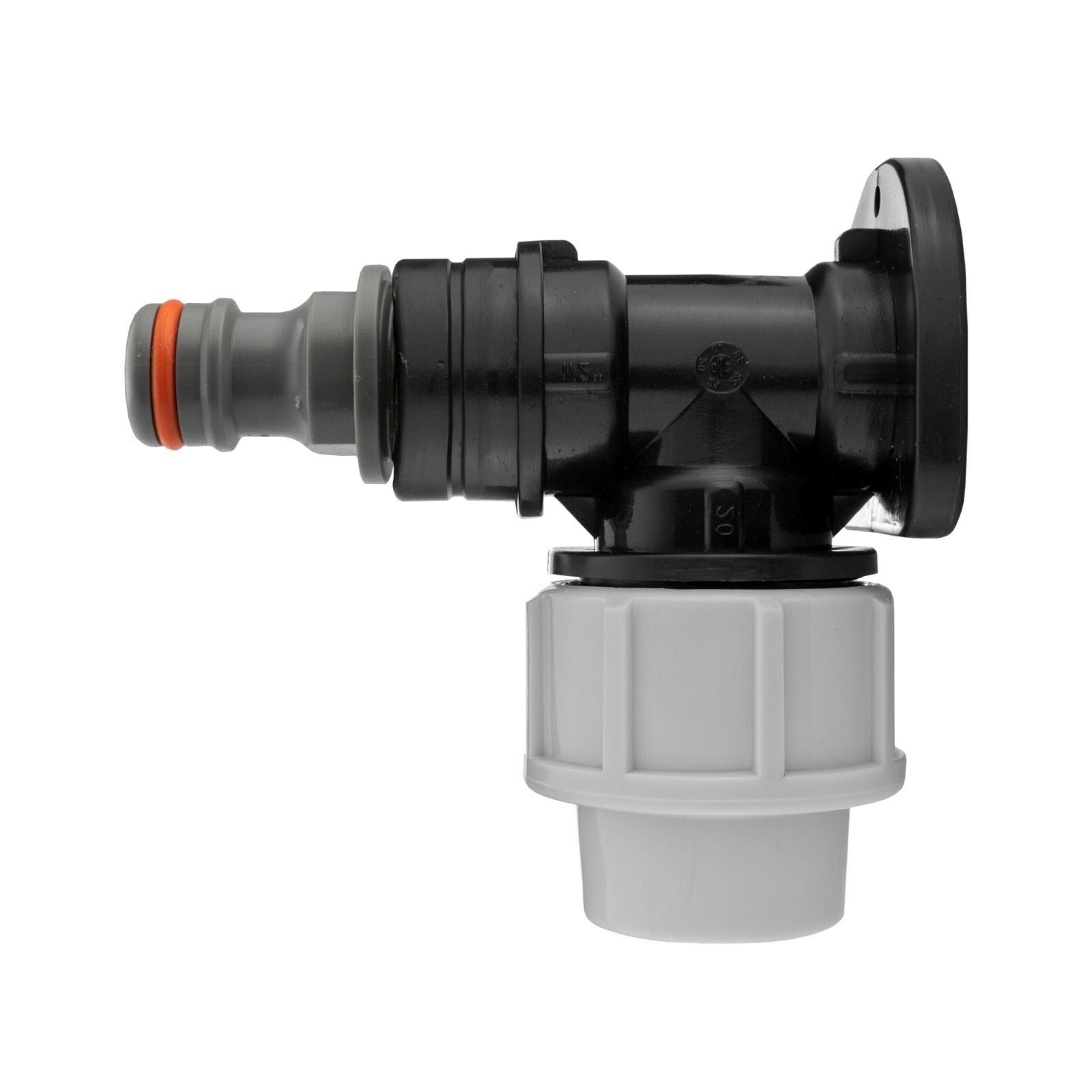 MDPE Compression Wall Flange Plate + Hozelock Compatible Quick Connect Tap - Image 16
