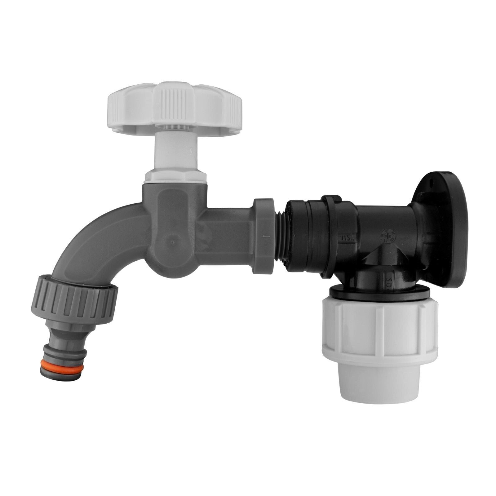 MDPE Compression Wall Flange Plate + Hozelock Compatible Quick Connect Tap - Image 17