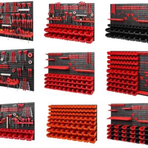 WALL MOUNTED TOOL PEG BOARD SET GARAGE STORAGE BINS WORKSHOP RACK SHED ORGANISER