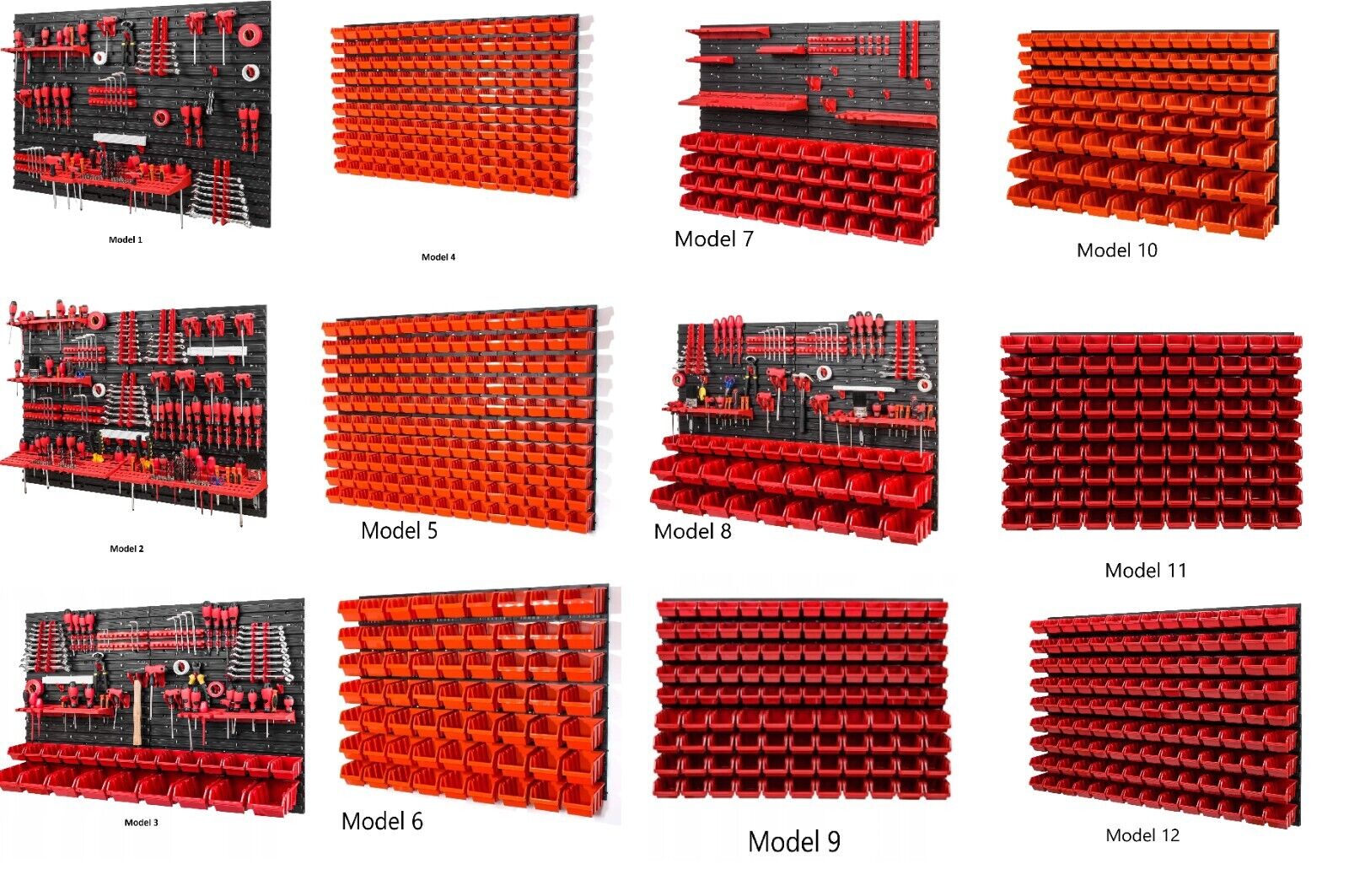 WALL MOUNTED TOOL PEG BOARD SET GARAGE STORAGE BINS WORKSHOP RACK SHED ORGANISER - Image 2