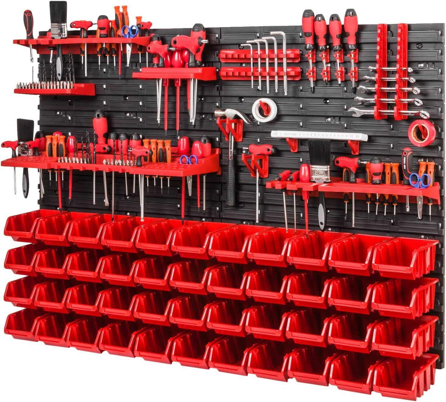 WALL MOUNTED TOOL PEG BOARD SET GARAGE STORAGE BINS WORKSHOP RACK SHED ORGANISER - Image 5