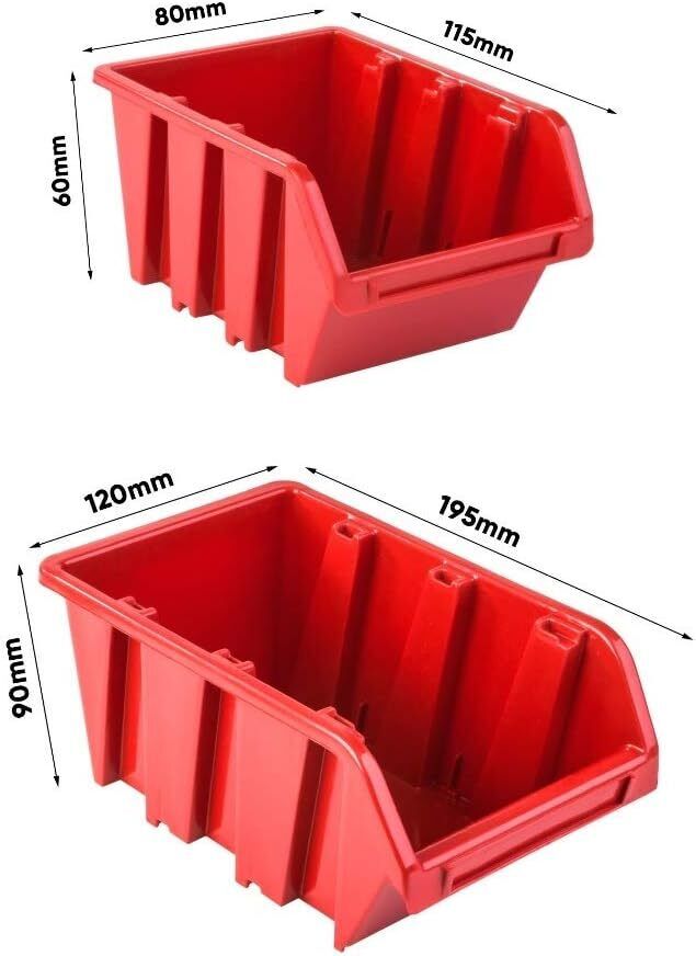 WALL MOUNTED TOOL PEG BOARD SET GARAGE STORAGE BINS WORKSHOP RACK SHED ORGANISER - Image 13