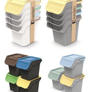 Sorting Waste Bin Recycling Segregation Stackable Lidded Handle +Filter 20L 25L