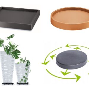 Mobile Planter Saucer Flower Pot with Wheels Round 3 Sizes Portable Plant Cart