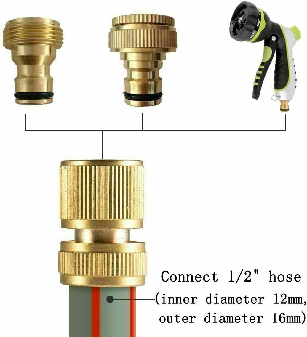 Brass Tap Connector Adaptor 1/2" 3/4" Garden Water Fit Hose Pipe Tap Female Male - Image 9