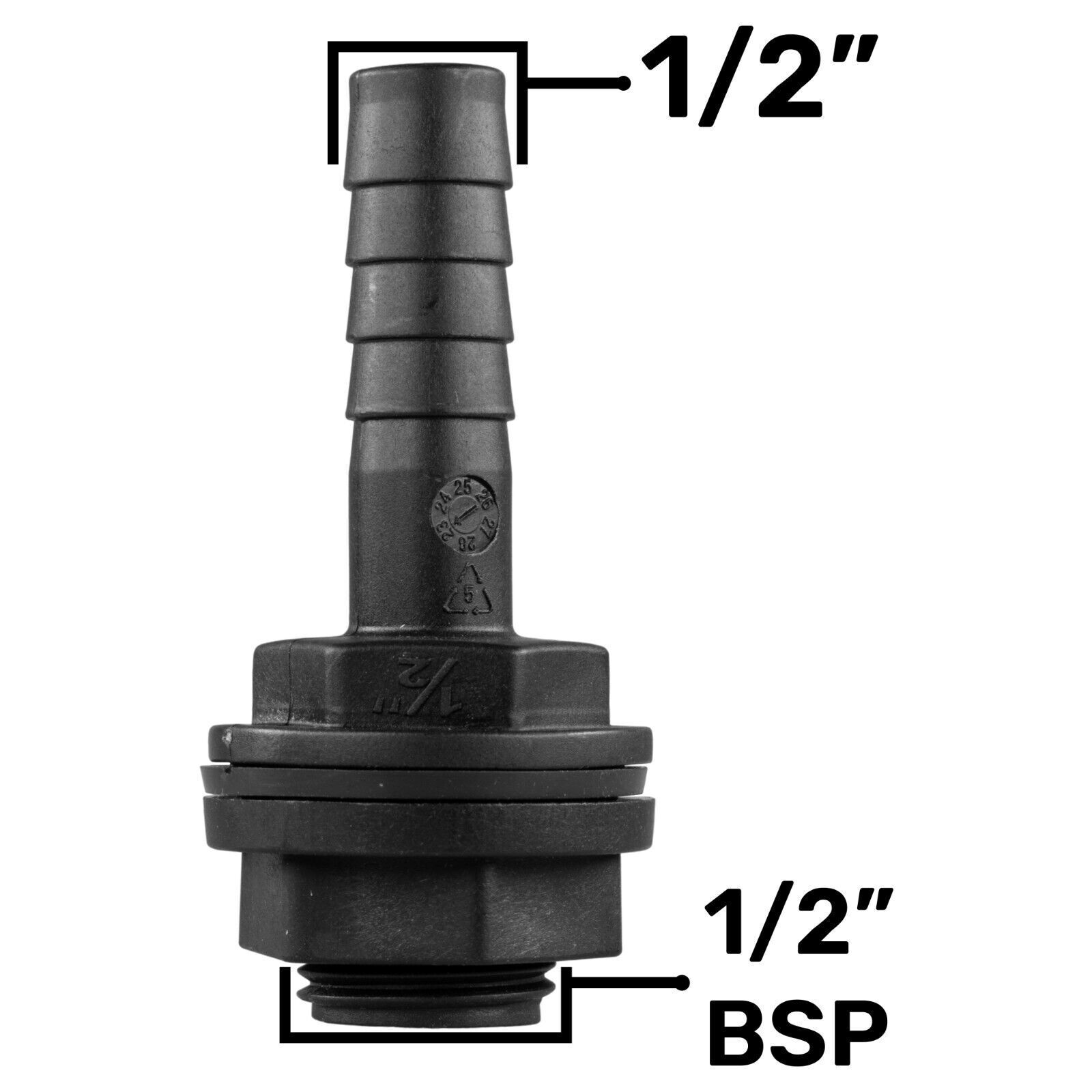 Water Butt Connector Adapter Tank Fitting 1/2" - 2" Barb Straight 90 Pipe Outlet - Image 2