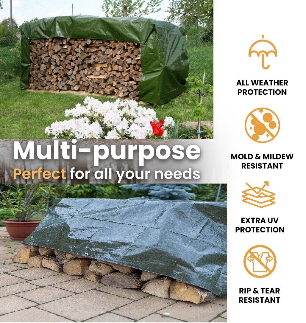 Tarpaulin Heavy Duty Waterproof Cover Tarp Ground Sheet All Sizes FREE CLIPS - Image 14