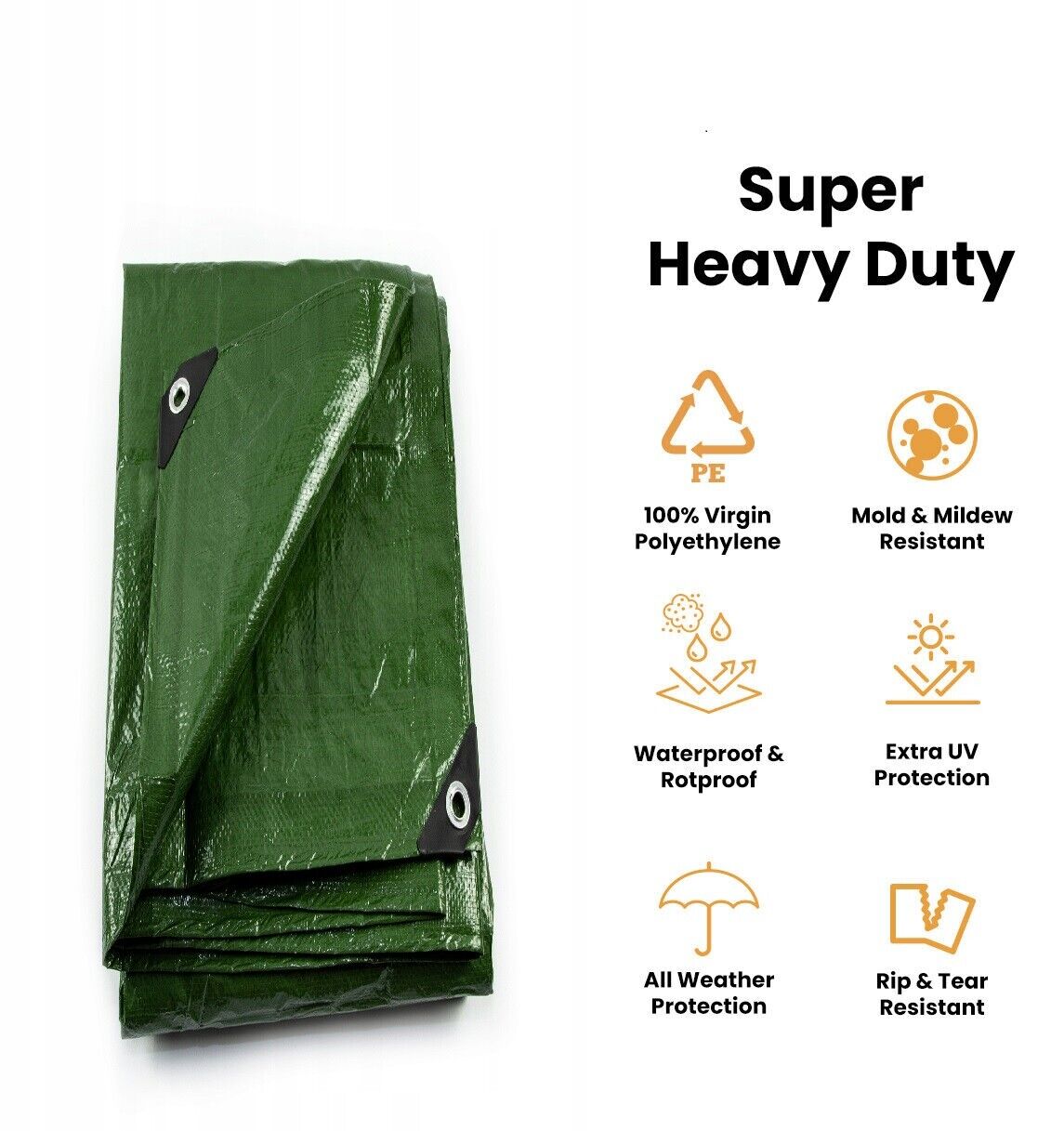 Tarpaulin Heavy Duty Waterproof Cover Tarp Ground Sheet All Sizes FREE CLIPS - Image 15