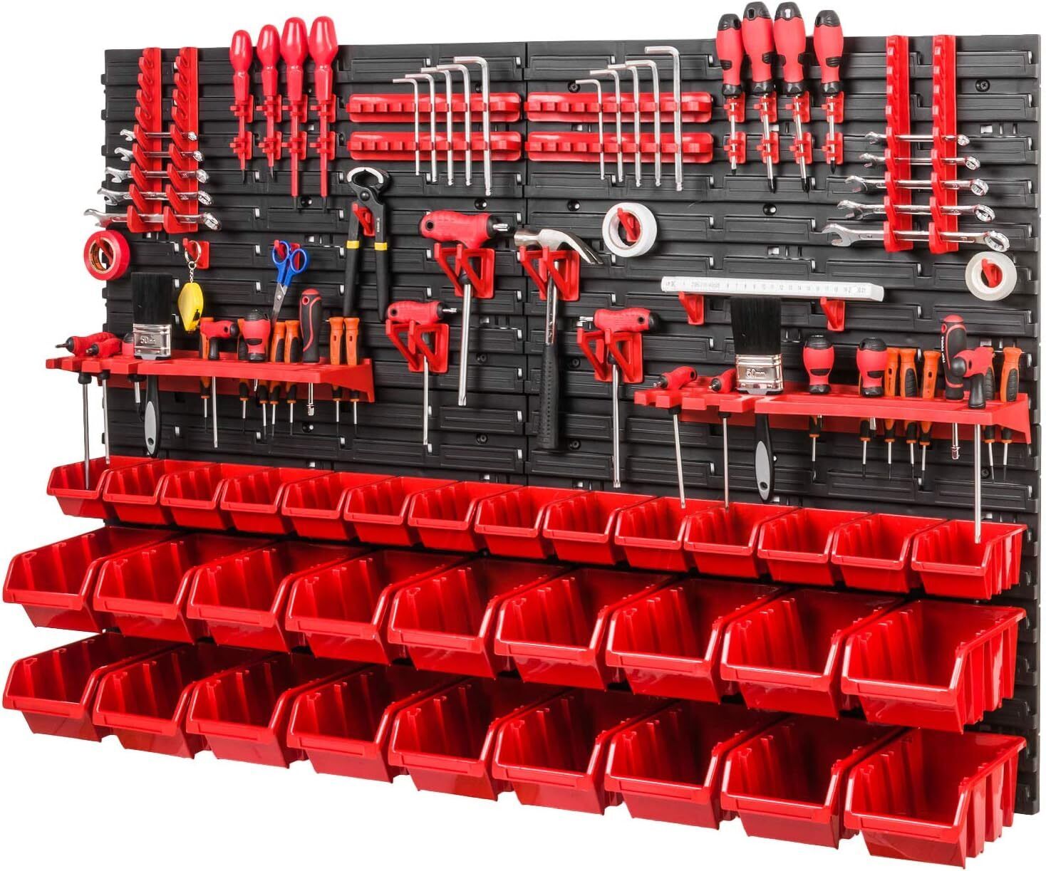 WALL MOUNTED TOOL PEG BOARD SET GARAGE STORAGE BINS WORKSHOP RACK SHED ORGANISER - Image 7