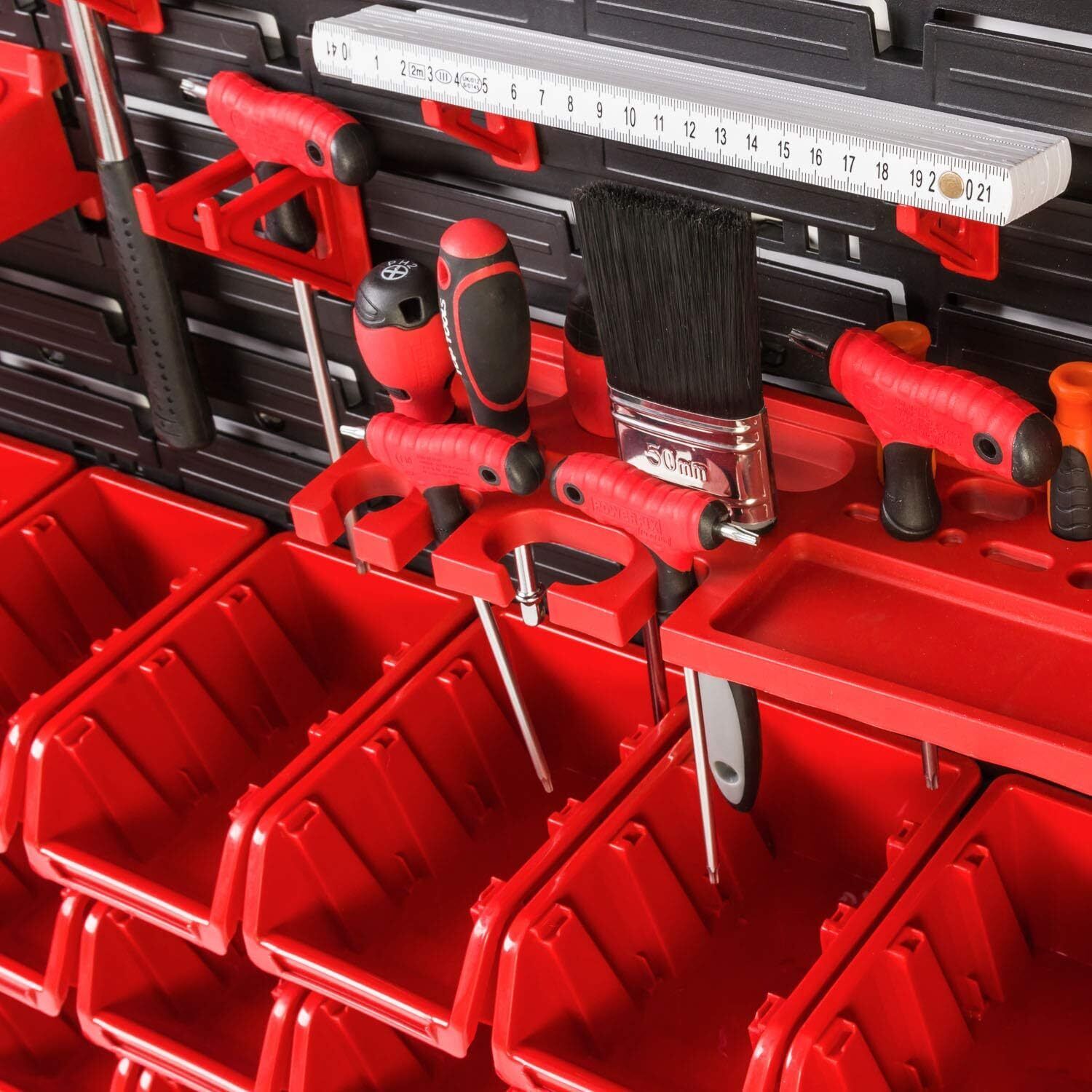 WALL MOUNTED TOOL PEG BOARD SET GARAGE STORAGE BINS WORKSHOP RACK SHED ORGANISER - Image 9