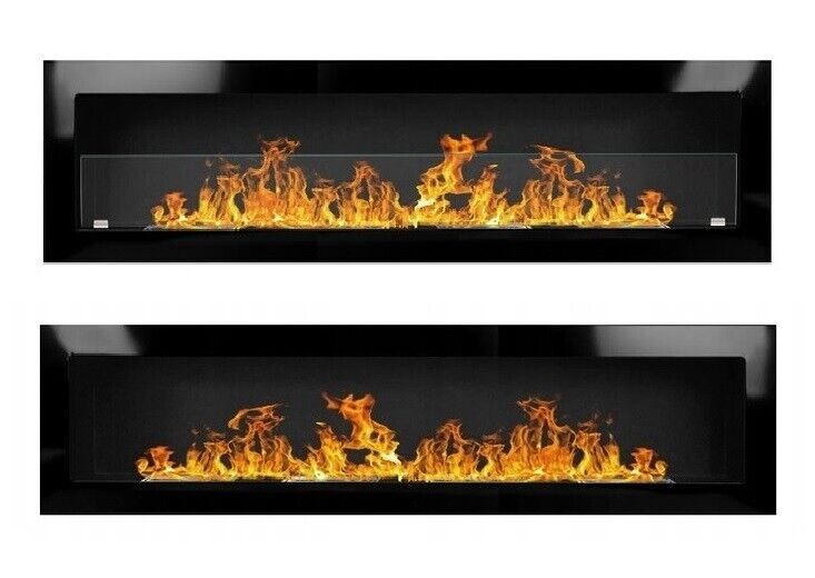 Bio Ethanol Fireplace Bioethanol Fire Wall Mounted Matt Black 160cm 1600mm