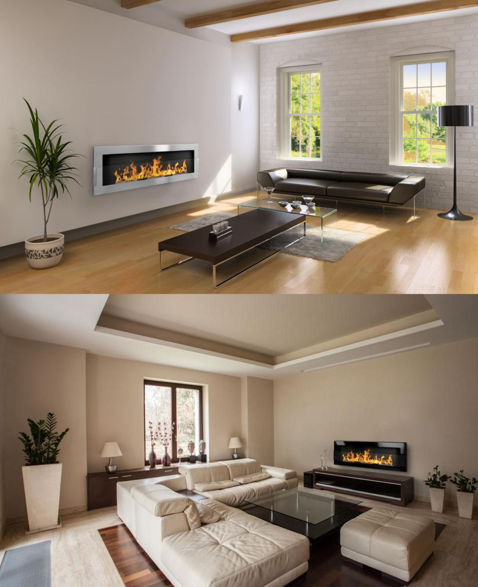 Bio Ethanol Fireplace Bioethanol Fire Wall Mounted Matt Black 160cm 1600mm - Image 6