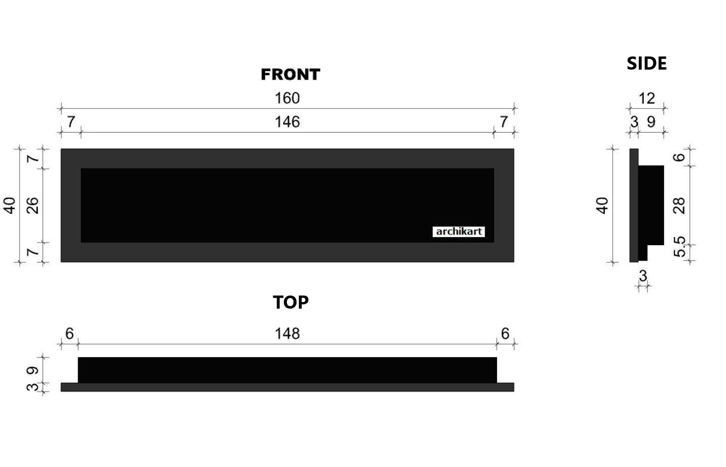 Bio Ethanol Fireplace Bioethanol Fire Wall Mounted Matt Black 160cm 1600mm - Image 8