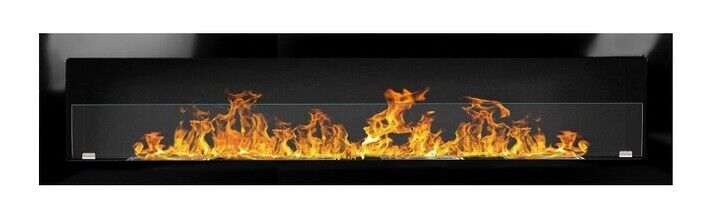 Bio Ethanol Fireplace Bioethanol Fire Wall Mounted Matt Black 160cm 1600mm - Image 9