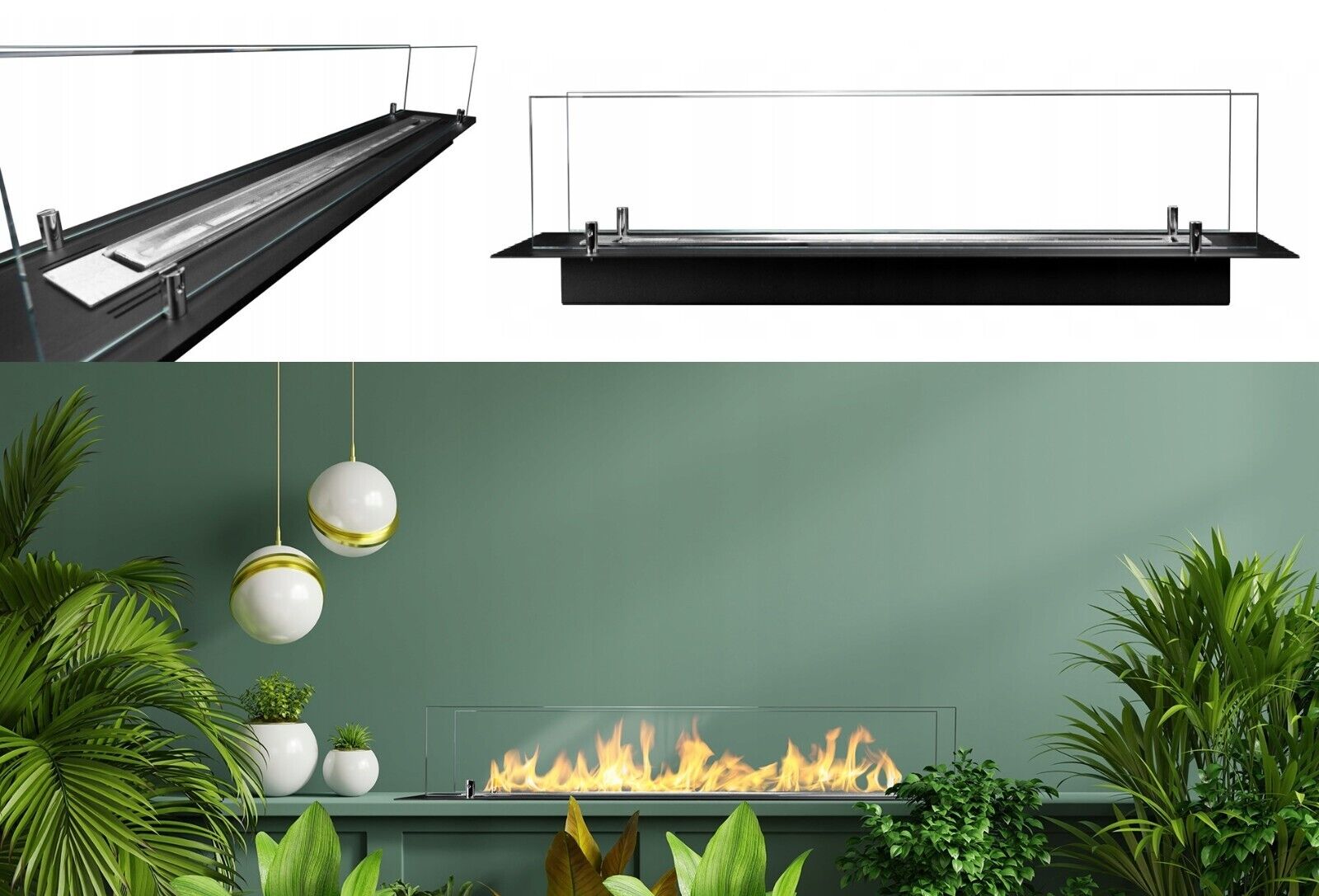 Bio ethanol Fireplace Burner Furniture Insert Container 650mm - Image 2