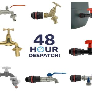 Water Butt Replacement Tap Solid Metal Lever UK Bib Outlet Barb Quick Hosepipes