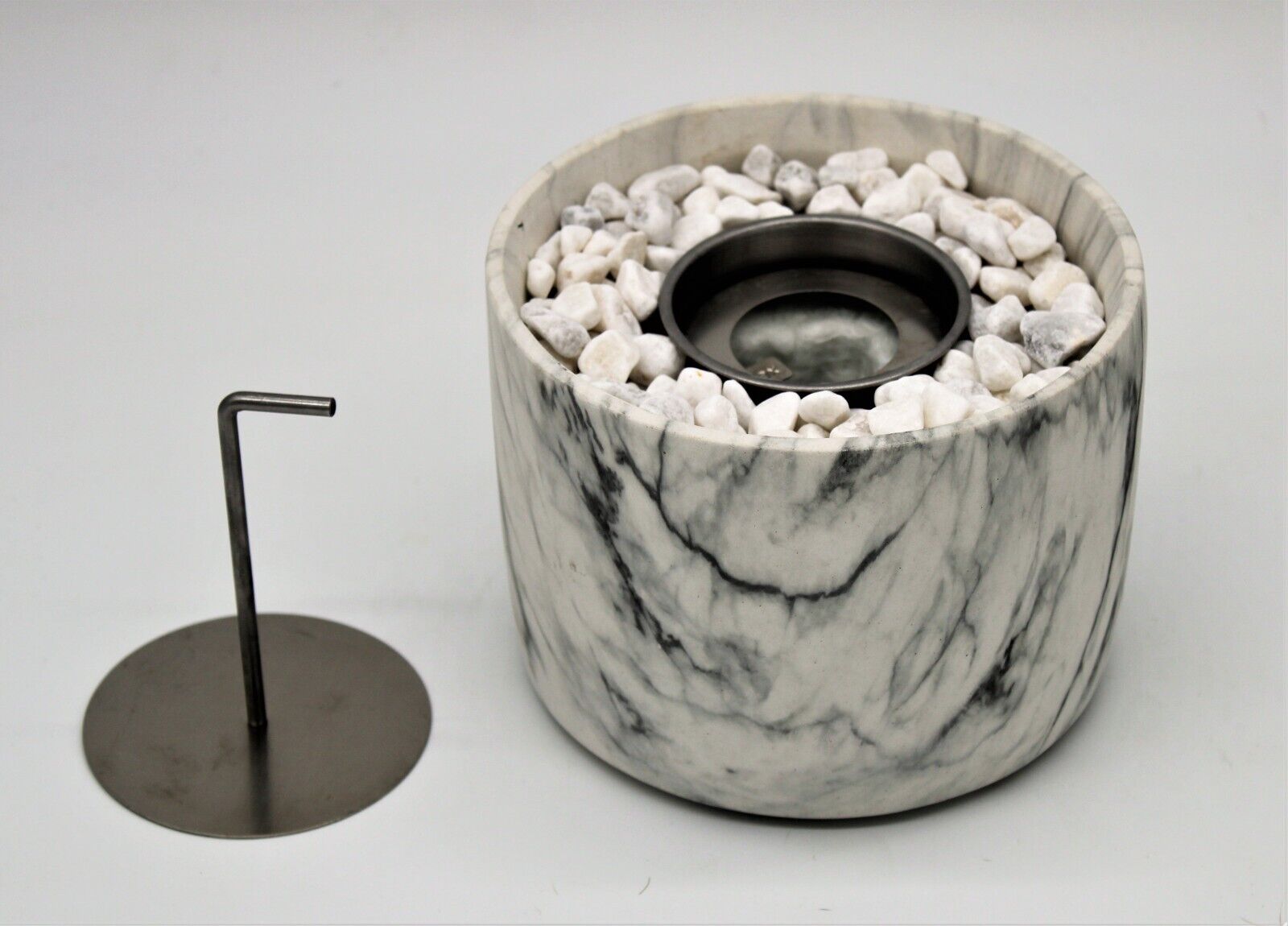 Bio Ethanol Fireplace Tabletop Burner Marble Effect Fire Pit Bowl Pot Round - Image 2