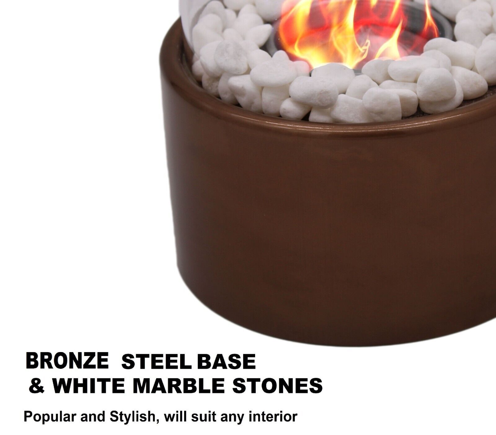 Bioethanol Tabletop Fireplace Bio Ethanol Table Top Fire Round Burner Bronze - Image 5