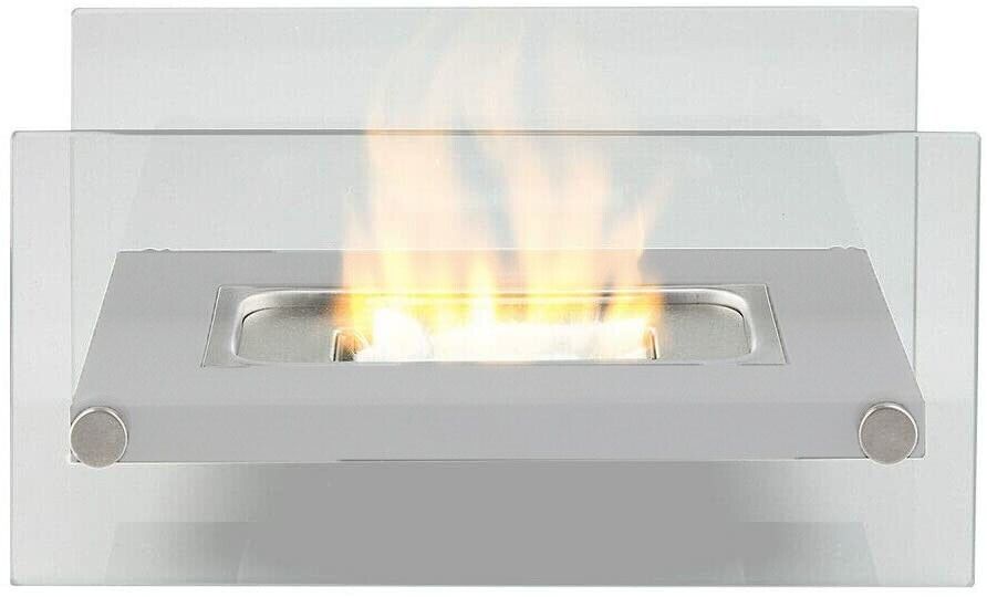 Bio Ethanol Bioethanol Fireplace Rectangle Table Top Glass Burner Scala White