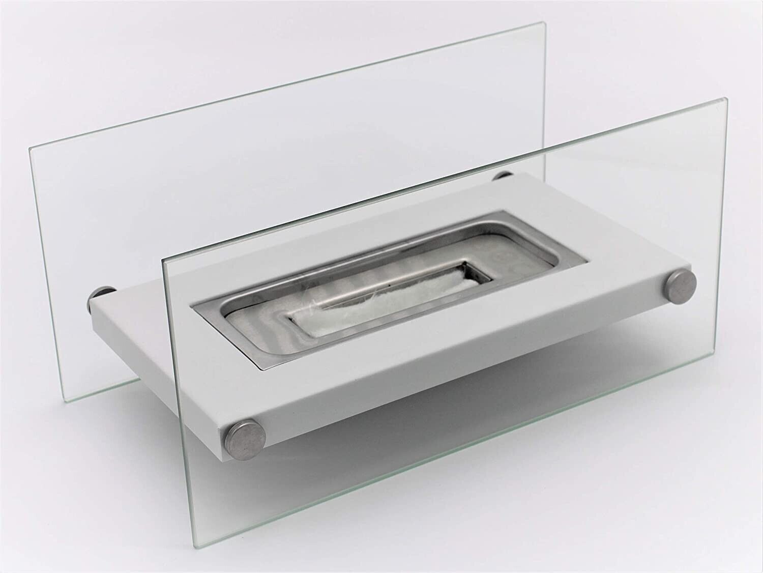 Bio Ethanol Bioethanol Fireplace Rectangle Table Top Glass Burner Scala White - Image 7