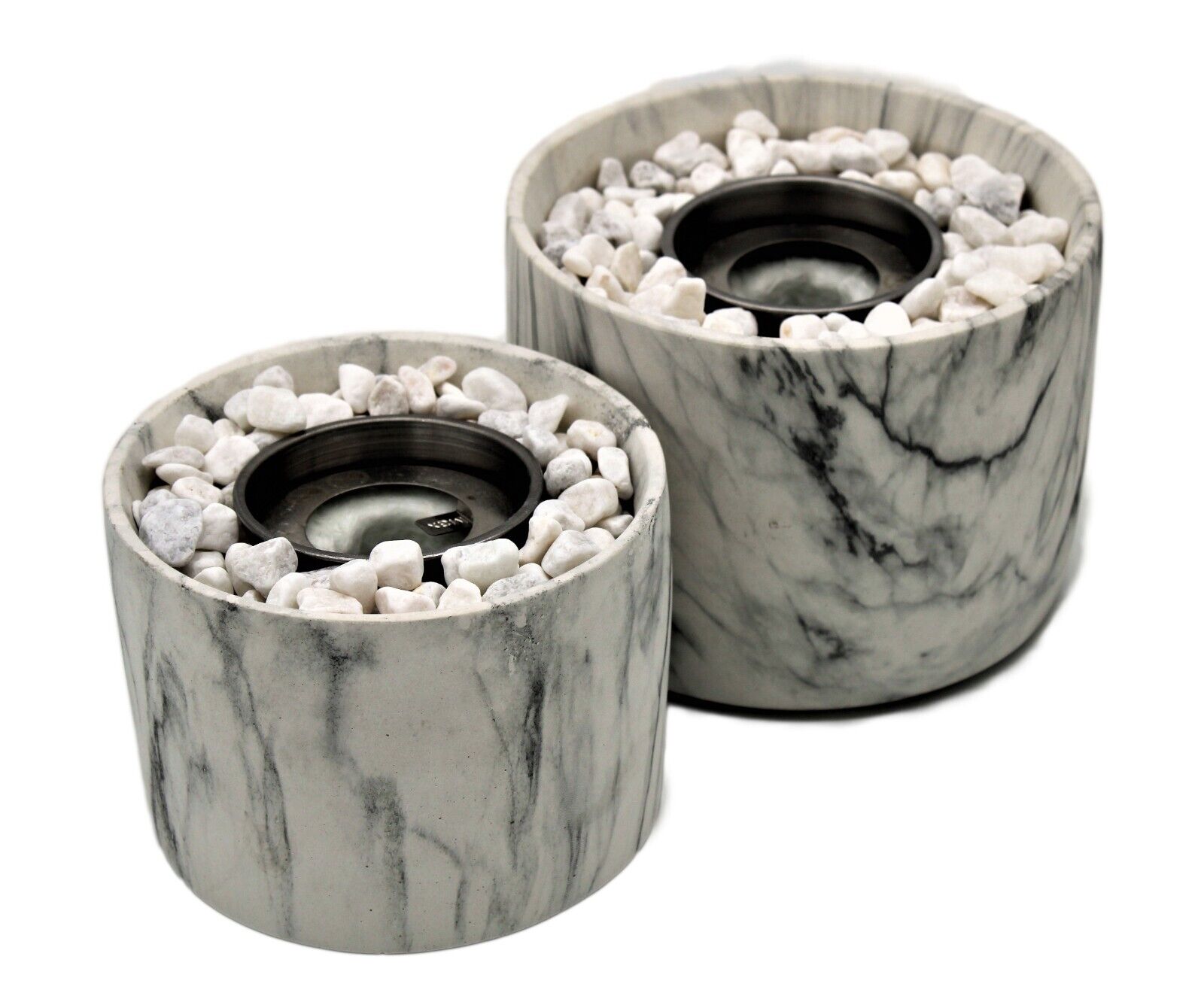 Bio Ethanol Fireplace Marble Effect Tabletop Burner Fire Pit Bowl Pot Round SET - Image 3