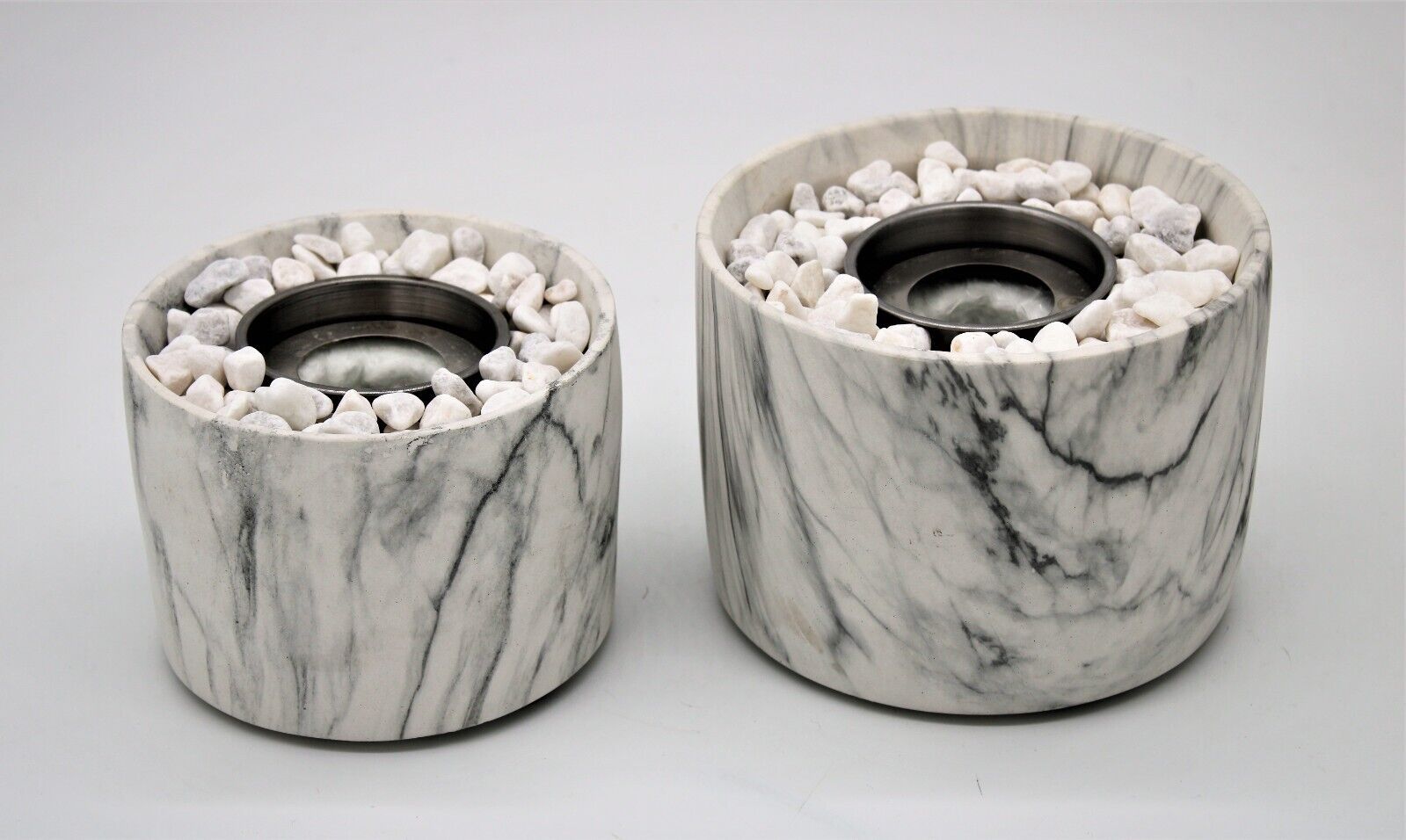 Bio Ethanol Fireplace Marble Effect Tabletop Burner Fire Pit Bowl Pot Round SET - Image 14