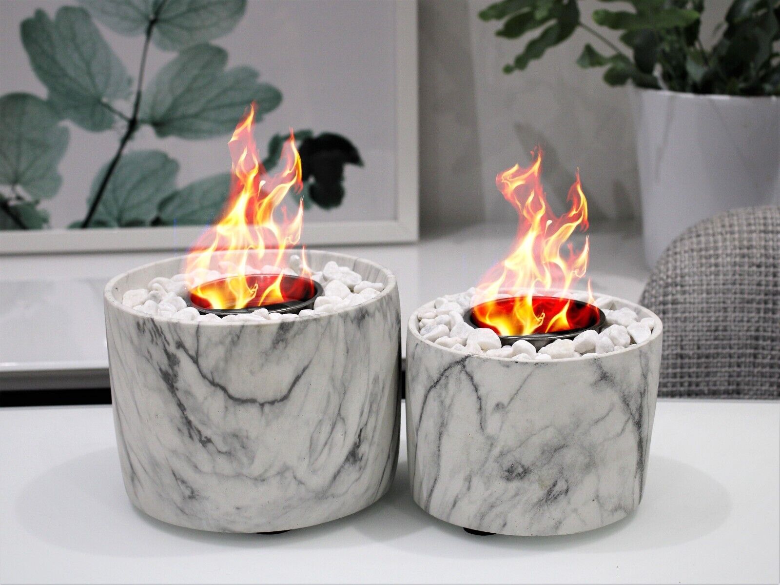 Bio Ethanol Fireplace Marble Effect Tabletop Burner Fire Pit Bowl Pot Round SET - Image 16