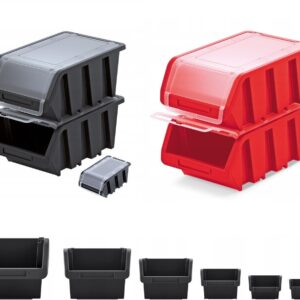 Storage Bins Plastic Order Picking Parts Boxes Lid Scooped Front Stackable Wall