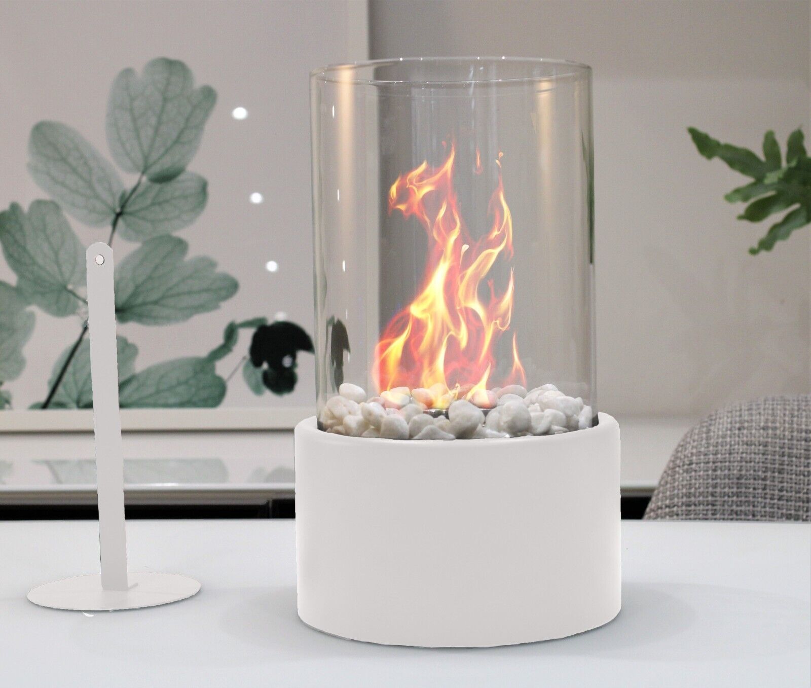 Bioethanol Tabletop Fireplace Bio Ethanol Table Top Fire Round Burner White
