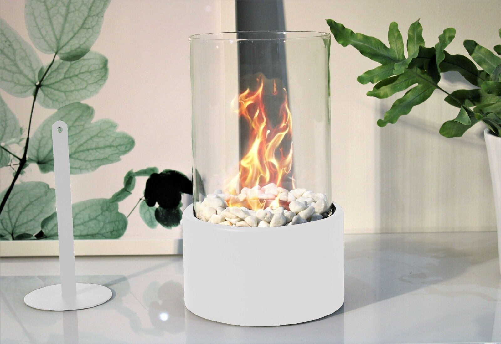 Bioethanol Tabletop Fireplace Bio Ethanol Table Top Fire Round Burner White - Image 5