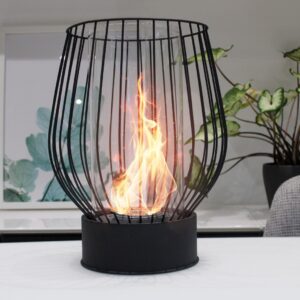 Bio Ethanol Fireplace Indoor Outdoor Camping Top Burner Fire Cage Black Tabletop