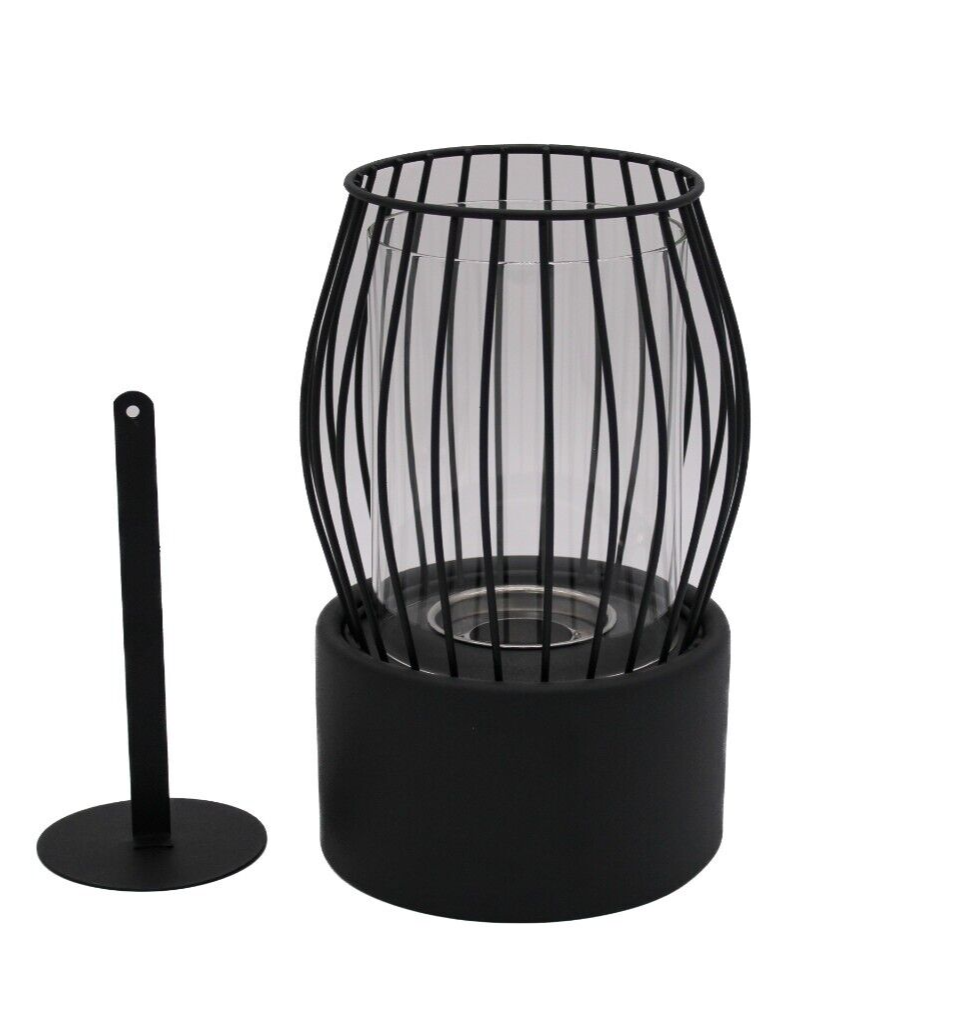 Bio Ethanol Fireplace Indoor Outdoor Top Burner Fire Cage Small Black Tabletop - Image 3