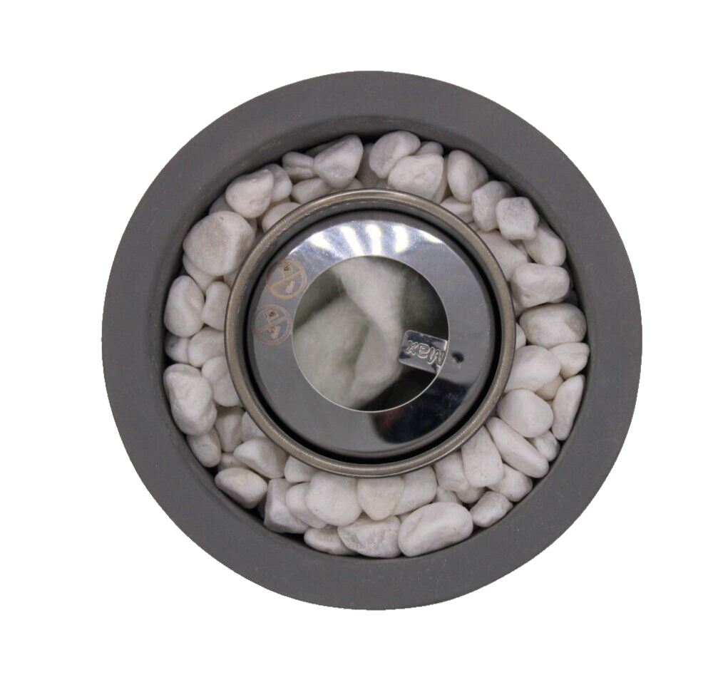 Bio Ethanol Fireplace Indoor Outdoor Table Top Burner Fire Grey Round Concrete - Image 5