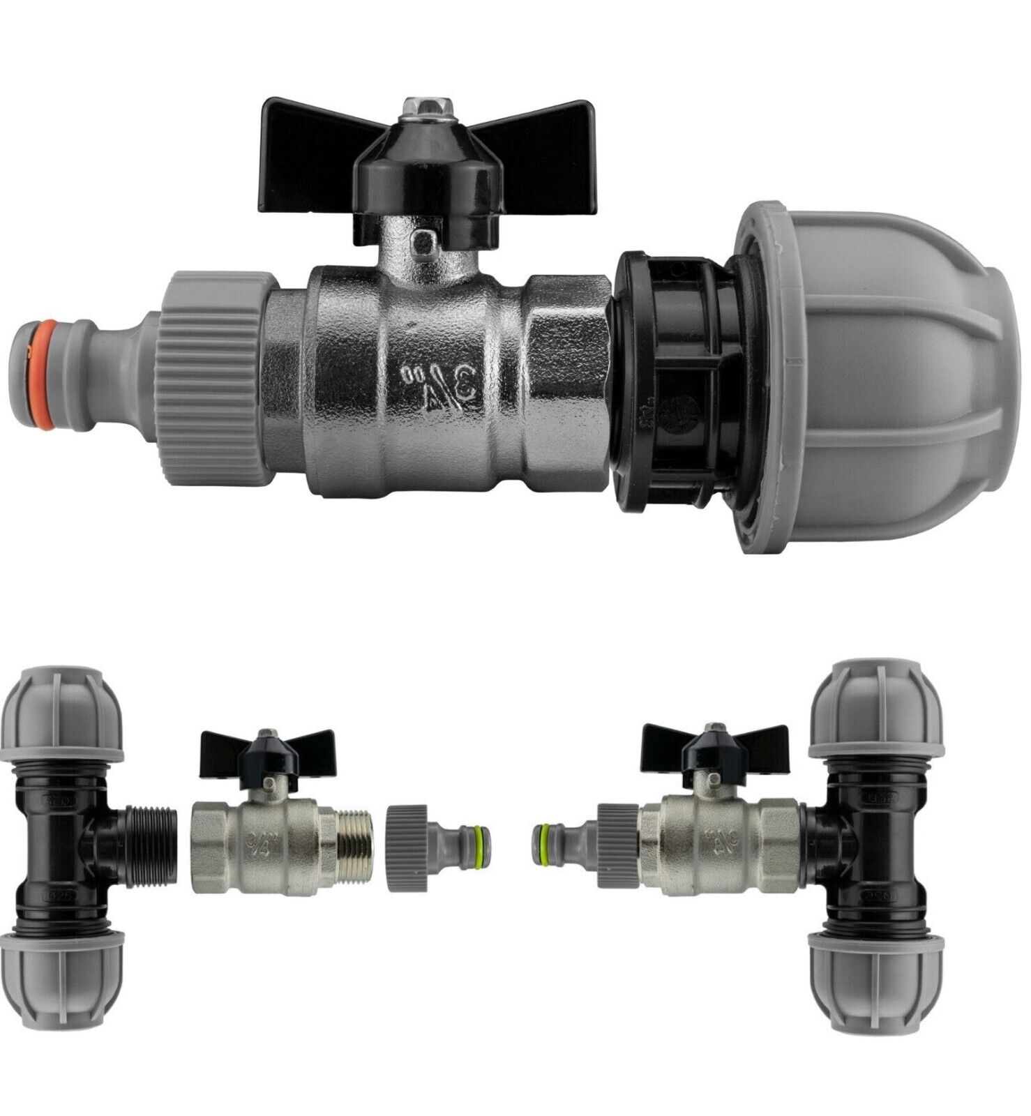 MDPE 20 25 32 Butterfly Valve Hose Water Supply Pipe Outlet Valve Straight Tee