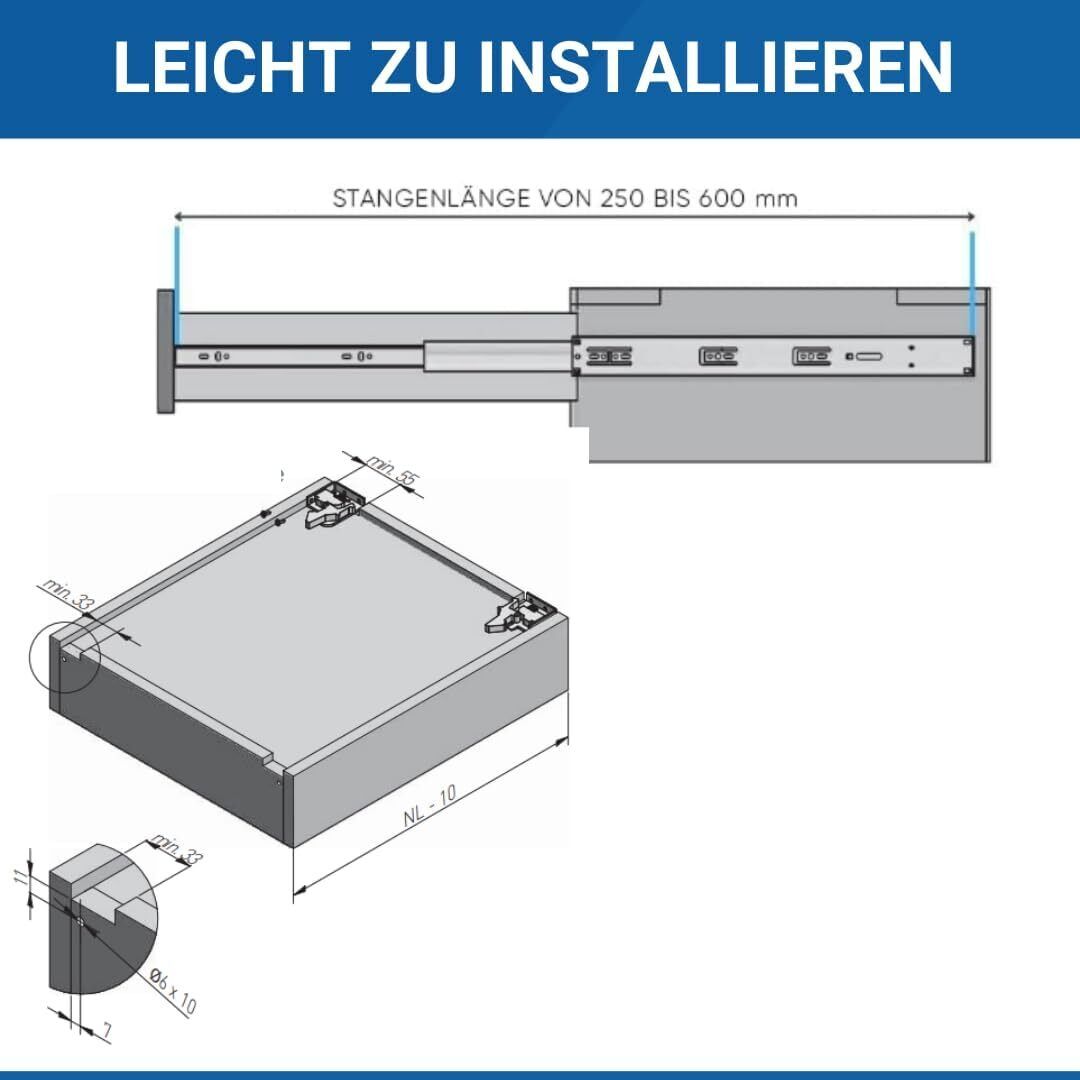 Soft Close drawer runners Invisible concealed undermount slides Full Extension - Image 5