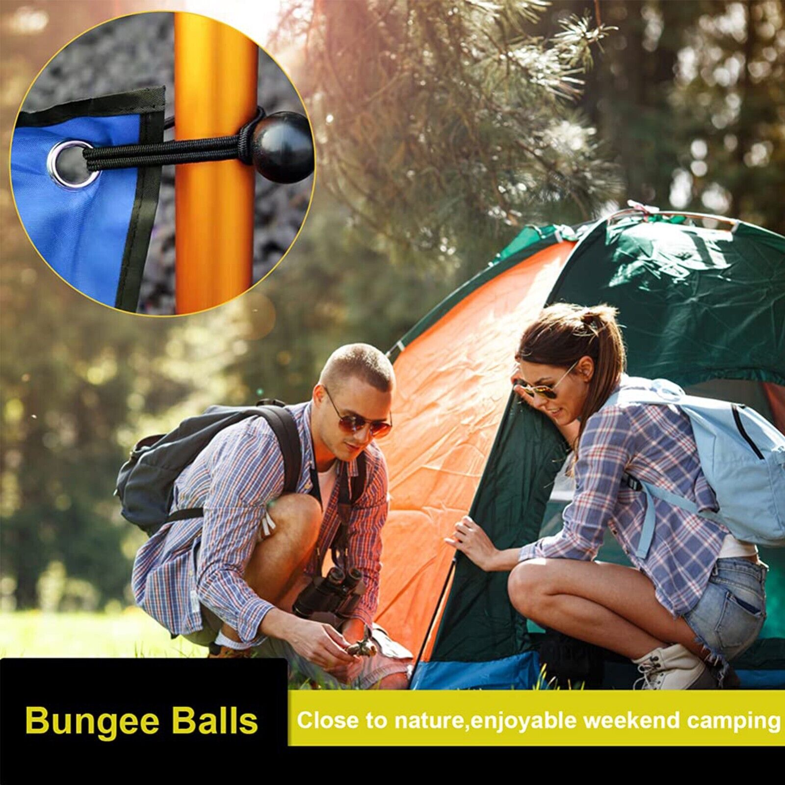 Bungee Ball Elastic Cord Black Loop Shock Cords Easy Fix Ties Tarp Tent Canopy - Image 15