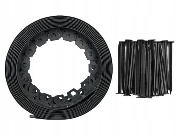 10 - 50 Metre FLEXIBLE GARDEN BORDER GRASS LAWN PATH EDGING WITH PLASTIC PEGS - Image 3
