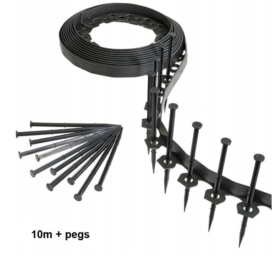10 - 50 Metre FLEXIBLE GARDEN BORDER GRASS LAWN PATH EDGING WITH PLASTIC PEGS - Image 10