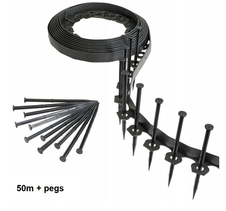 10 - 50 Metre FLEXIBLE GARDEN BORDER GRASS LAWN PATH EDGING WITH PLASTIC PEGS - Image 14