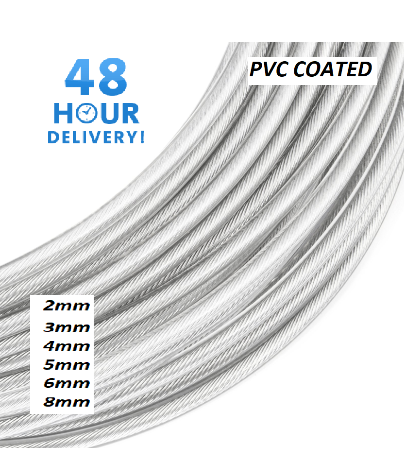 Steel Wire Rope Metal Cable Rigging 7x7 PVC Plastic COATED 2,3,4,5,6,8mm - Image 7