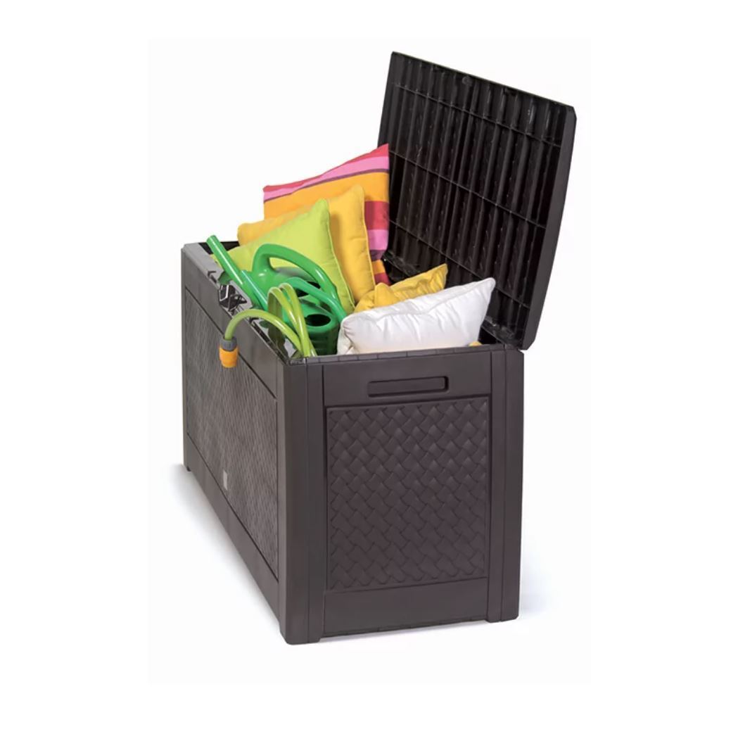 310L Garden Storage Box Bench Large Outdoor Box Plastic Organiser with wheels - Image 3